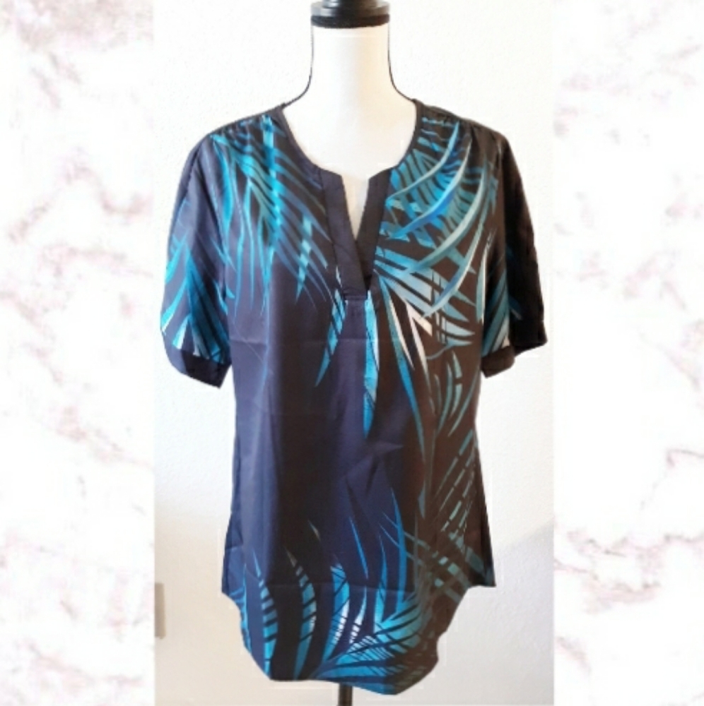 V Neck Palm Blouse